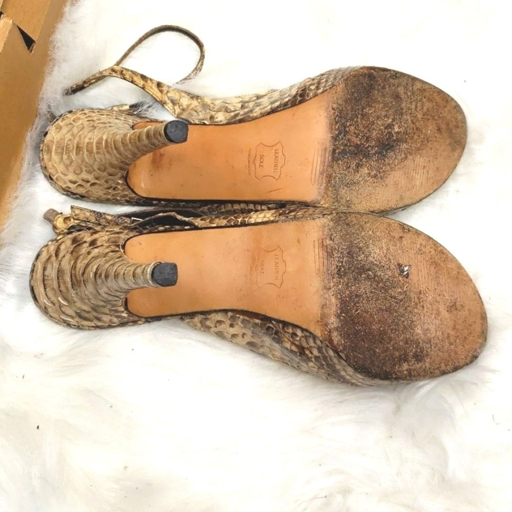 Stuart Weitzman snake open toe platform slingback… - image 7